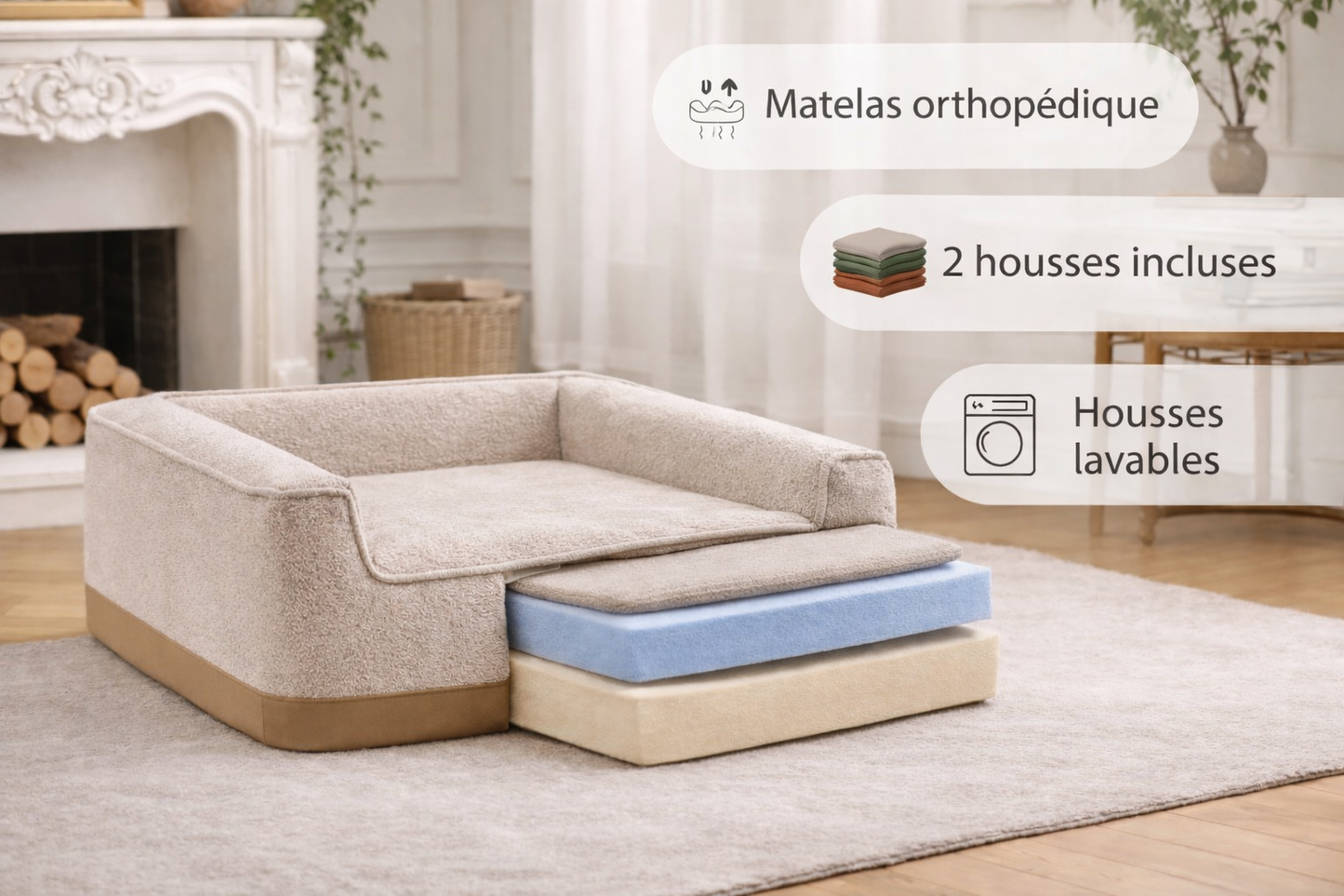 Le signature - Canapé orthopédique pour chien avec 2 housses incluses